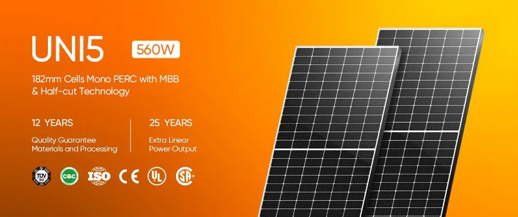 Half Cut Cell Bifacial Perc Mono Crystalline Solar Panel 48 Volt 450W 500W 540W 545W 535W 550W BIPV Solar Panel