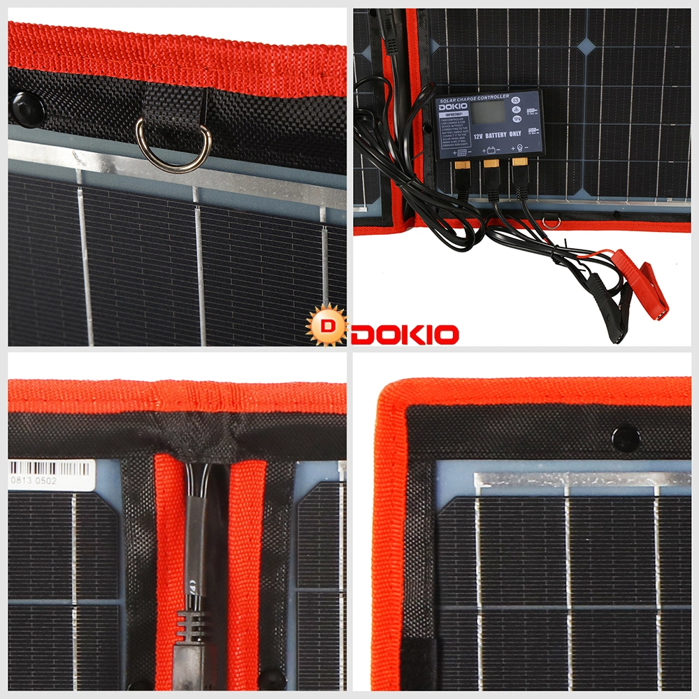 110W (55Wx2PCS) Flexible Foldble Mono Solar Panel 100W for Travel & Boat & RV High Quality Portable Solar Panel