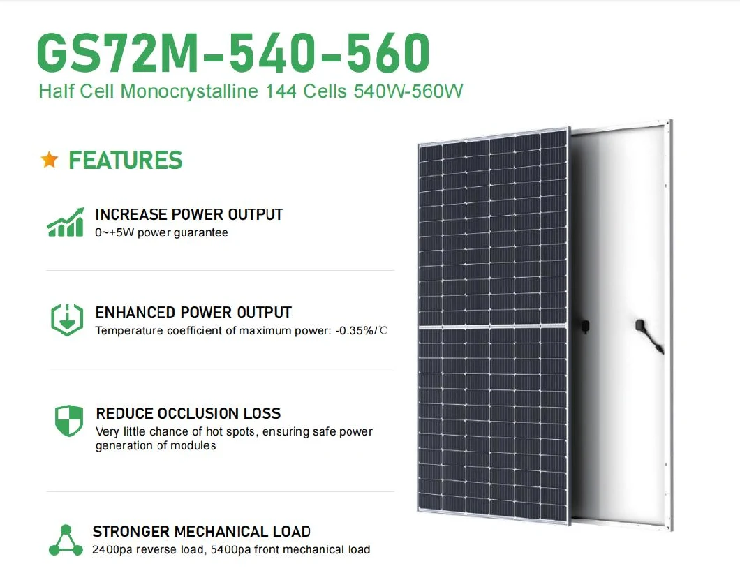 Giftsun Solar Module Hot Sale High Quality Solar Panel Half Cell 540W 550 W 560W with 25 Years Warranty Transparent Panels Price Photovoltaique panel